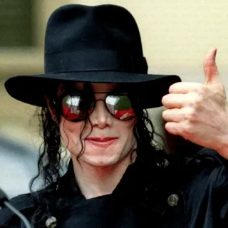 👍 Michael Jackson 迈克尔·杰克逊, 歌手, 流行, 帽子, 太阳镜, 竖起大拇指 telegram sticker