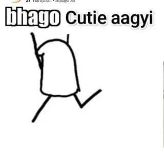 👍 bhago Cutie aagyi meme, funny, run, stick figure telegram sticker