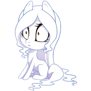 😳 Poney, Dessin animé, Triste, Blanc, Mignon, Animal telegram sticker