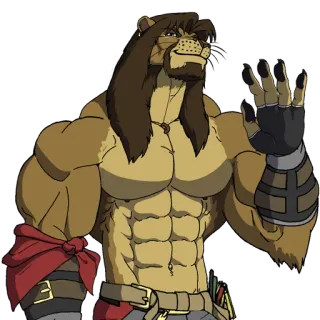👋 anthro, lion, furry, muscle, anthropomorphic, cartoon whatsapp sticker
