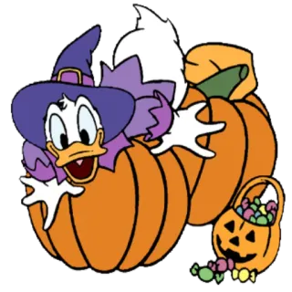 🙃 Donald Duck Donald Duck, Disney, Halloween, Kürbis, Hexe, Cartoon, Festlich telegram sticker
