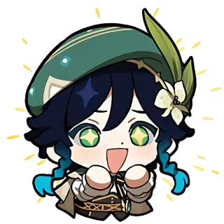 😄 Venti Genshin Impact venti, genshin impact, anime, videospiel, süß, chibi whatsapp sticker