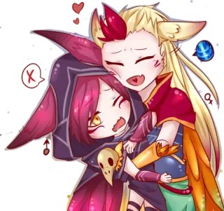 💑 Аниме, Мультфильм, Милый, Персонажи, Объятия, Дружба telegram sticker
