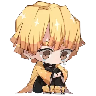 😭 Zenitsu Agatsuma Demon Slayer Anime, Demon Slayer, Zenitsu Agatsuma, Chibi, Triste, Chorando telegram sticker