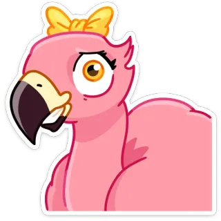 😐 フラミンゴ, 鳥, 漫画, 動物, ピンク, かわいい telegram sticker