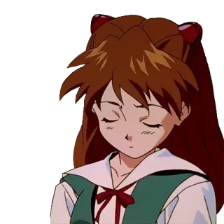 😴 Asuka Langley Soryu Neon Genesis Evangelion Anime, Fille, Adolescente, Triste, Émotionnel, Illustration, Dessin animé whatsapp sticker