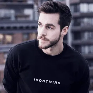 🌐 IDONTMIND homem, suéter, tanto faz, retrato, masculino, barba, pessoas whatsapp sticker