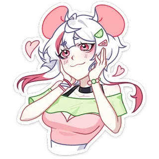 ☺️ Аниме, Мультфильм, Персонаж, Милый, Стикер, Мышь telegram sticker