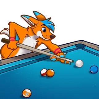 🎱 renard, piscine, billard, animal, mignon, dessin animé, poilu whatsapp sticker