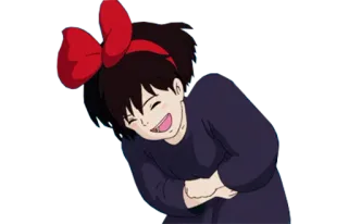 🤣 Kiki Kiki's Delivery Service Kiki, Kikis Lieferservice, Anime, Studio Ghibli, Hexe, Schleife, Cartoon, Fröhlich whatsapp sticker
