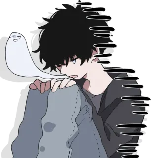 😰 Anime, Buồn, Cô đơn, Ma, Hoạt hình, Đàn ông telegram sticker