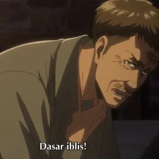 🌟 Dasar iblis! Anime, Homem, Sério, Diálogo, Ataque dos Titãs telegram sticker
