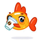 🥱 ryba, kawa, kreskówka, napój, zwierzę, złota rybka telegram sticker