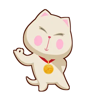 🙈 cat, medal, emoji, sticker, cartoon, animal, pet telegram sticker