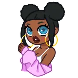 ☺ woman, cartoon, girl, cute, style, black hair telegram sticker