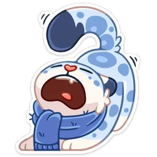 😲 แมว, ผ้าพันคอ, หาว, การ์ตูน, น่ารัก, สัตว์, สติกเกอร์ whatsapp sticker