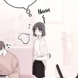 🍢 Haaa Kreskówka, Kobieta, Westchnienie, Koreański, Webtoon telegram sticker