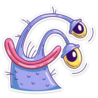 🙃 monstre, alien, mignon, violet, dessin animé, yeux, fantaisie, autocollant telegram sticker