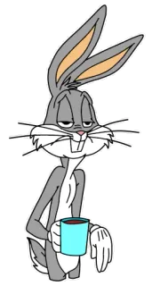 ☕️ Bugs Bunny Looney Tunes dibujos animados, conejo, café, dormilón, cansado telegram sticker
