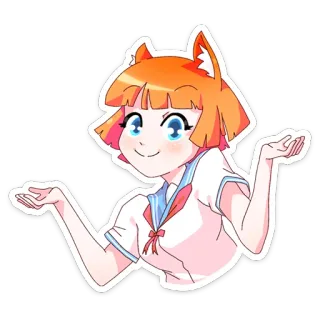 🤷 动漫, 猫娘, 耸肩, 可爱, 漫画, 卡通 telegram sticker