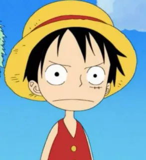 ☠ Monkey D. Luffy One Piece Anime, One Piece, Luffy, Strohoed, Cartoon, Jongen telegram sticker