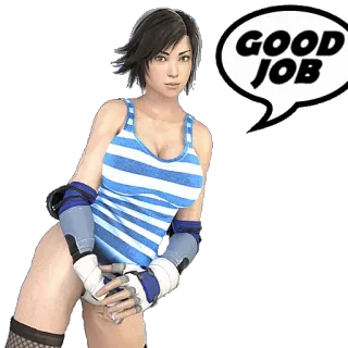 💼 GOOD JOB wanita, biru, putih, gelembung ucapan, kerja bagus, gadis telegram sticker