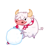 😈 animal, dibujos animados, yak, bola de nieve, invierno, lindo whatsapp sticker