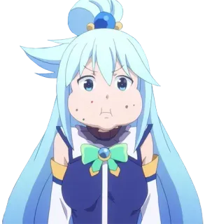 😶 Aqua Anime, Personaje, Aqua, Divertido, Cara telegram sticker