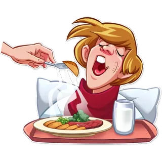 🤤 comida, desenho animado, bandeja, jantar, legumes, refeição telegram sticker
