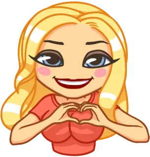 ❤ sticker, cartoon, Mädchen, blond, Herz, Liebe whatsapp sticker