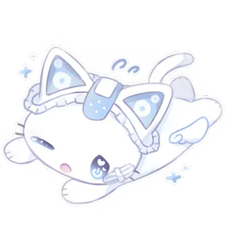 🫠 고양이, 귀여운, 스티커, 만화, 카와이, 흰색, 동물 telegram sticker