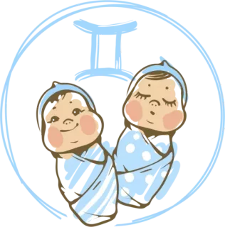 🤪 Gemini, Bayi, Kembar, Zodiak, Astrologi, Baby shower, Bayi baru lahir telegram sticker