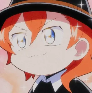 🥀 Chuya Nakahara Bungou Stray Dogs Anime, Manga, Chibi, Hut, Orange Haare, Bungou Stray Dogs whatsapp sticker