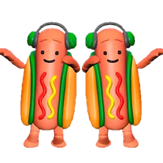 🌭 cachorro quente, comida, desenho animado, personagem, fones de ouvido, música telegram sticker