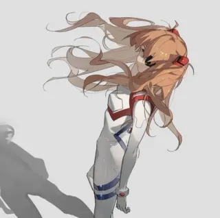 ❤️ Asuka Langley Soryu Evangelion Anime, Gadis, Asuka, Evangelion, Karakter, Rambut merah, Seni telegram sticker