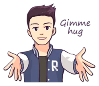 💑 Gimme hug abrazo, dibujo animado, amigable, saludo telegram sticker