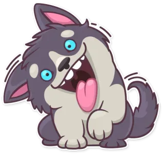 😛 犬, 子犬, かわいい, マンガ, 動物, ペット, 面白い telegram sticker