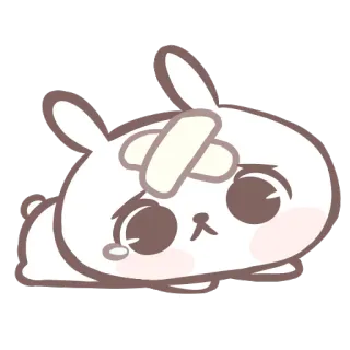 🤕 coelho, triste, ferido, desenho animado, adesivo, animal telegram sticker