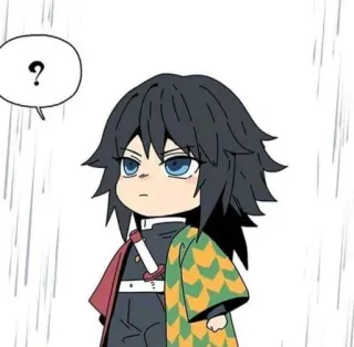 ❔ Giyu Tomioka Demon Slayer ? 动漫, 鬼灭之刃, 富冈义勇, 问题, Q版 whatsapp sticker