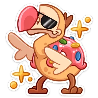 😎 dodo, uccello, occhiali, cartone animato, animale, personaggio, divertente whatsapp sticker