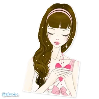❤ @afavoice Dziewczyna anime, Ilustracja, Kawaii, Serce, Kreskówka, Naklejka telegram sticker