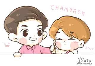 😣 CHANBAEK Hoạt hình, Dễ thương, Tình bạn, Minh họa telegram sticker