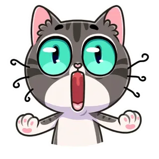 😡 chat, chaton, surpris, dessin animé, animal, mignon, choqué, émoticône whatsapp sticker