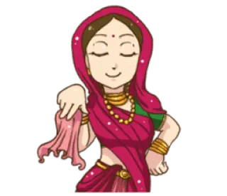 ❤️ mulher, indiana, tradicional, roupa, sári, dança telegram sticker