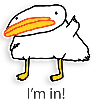 🙋‍♀️ I'm in! bird, cartoon, pelican, funny, expression telegram sticker