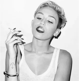 🙁 Miley Cyrus Miley Cyrus, selebriti, merokok, penyanyi, aktris, potret whatsapp sticker
