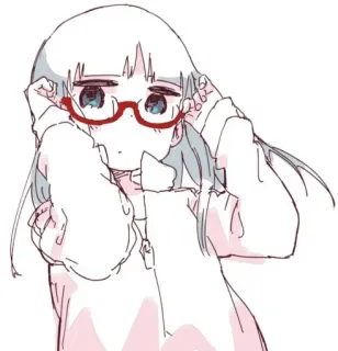🤓 Аниме, Девушка, Очки, Милый, Кавай, Мультфильм, Рисунок telegram sticker