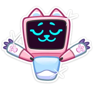 🤗 cat, robot, cute, kawaii, sparkle, pink, animal telegram sticker