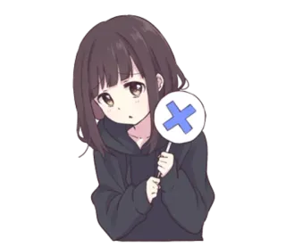 ❌ Anime, Dziewczyna, Krzyż, Nie, Smutny, Porażka telegram sticker