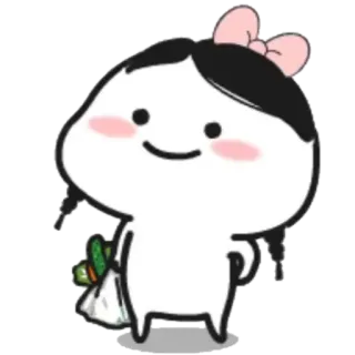 🥬 kreskówka, dziewczyna, słodkie, postać, ilustracja telegram sticker